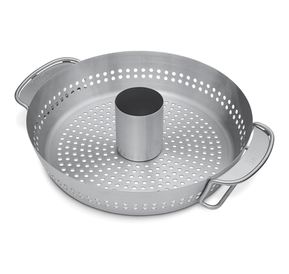 Weber Deluxe Poultry Roaster for Gourmet BBQ System, stainless steel, 2-in-1 design, liquid infuser, from Kean’s Claremorris