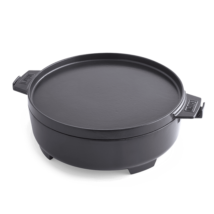 Weber Dutch Oven Duo 6.8L cast iron with griddle lid, stackable, moisture-locking, BBQ compatible – Keans Claremorris