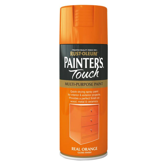 Painters Touch Real Orange 400ml aerosol spray paint, fast-drying, durable finish, multi-purpose, available at Keans