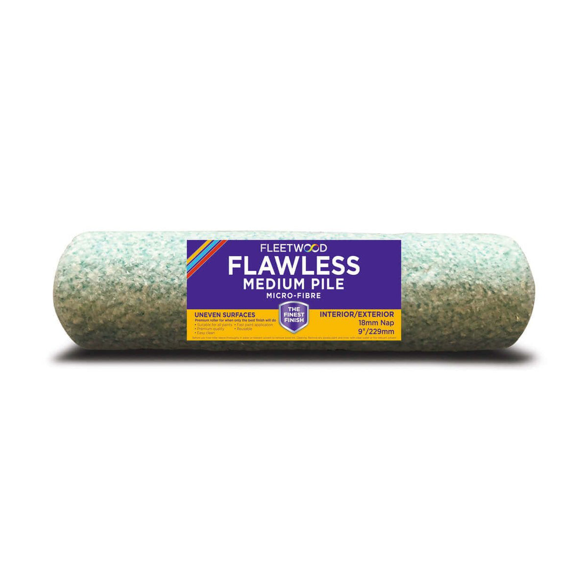 Fleetwood Flawless 9" medium pile paint roller sleeve, microfiber, reusable, for smooth surfaces, interior & exterior –