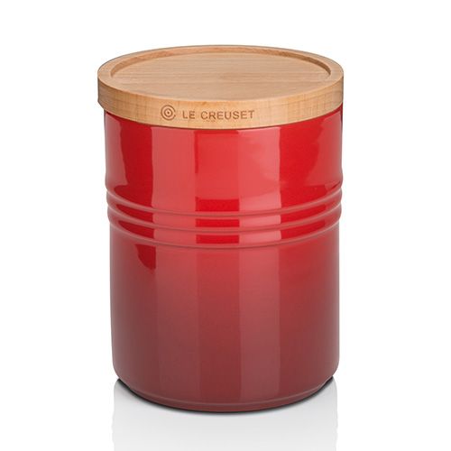 Le Creuset Med Storage Jar w/Wooden Lid Cerise rrp €36