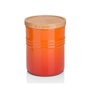 Le Creuset Stoneware Medium Storage Jar w/ Wooden Lid Volcanic
