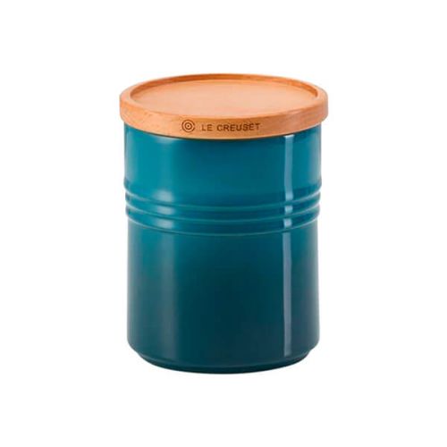 Le Creuset Med Storage Jar w/Wooden Lid  Deep Teal