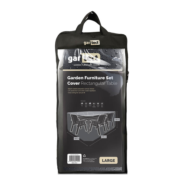 Gartect Classic black rectangular table cover, water repellent, UV protection, drawstring fit, 100x180x250cm – Keans