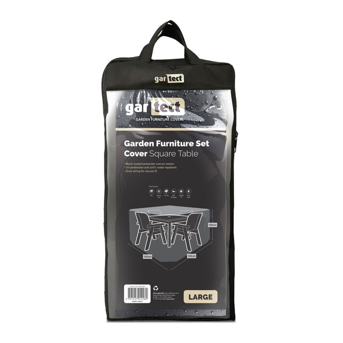 Gartect Classic 6FT x 6FT black furniture cover, water repellent, UV protected, drawstring fit, tape sealed seams – Keans