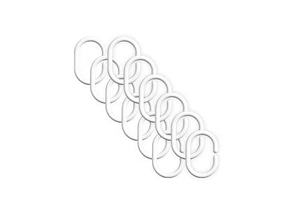 Shower Rings White 12Pce, durable ABS plastic, fits all shower rods, 12-pack, Keans Claremorris bathroom accessory.