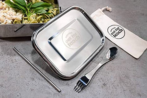 800Ml S/S Lunchbox, Mirror (Satin Inside), With Spork, Straw