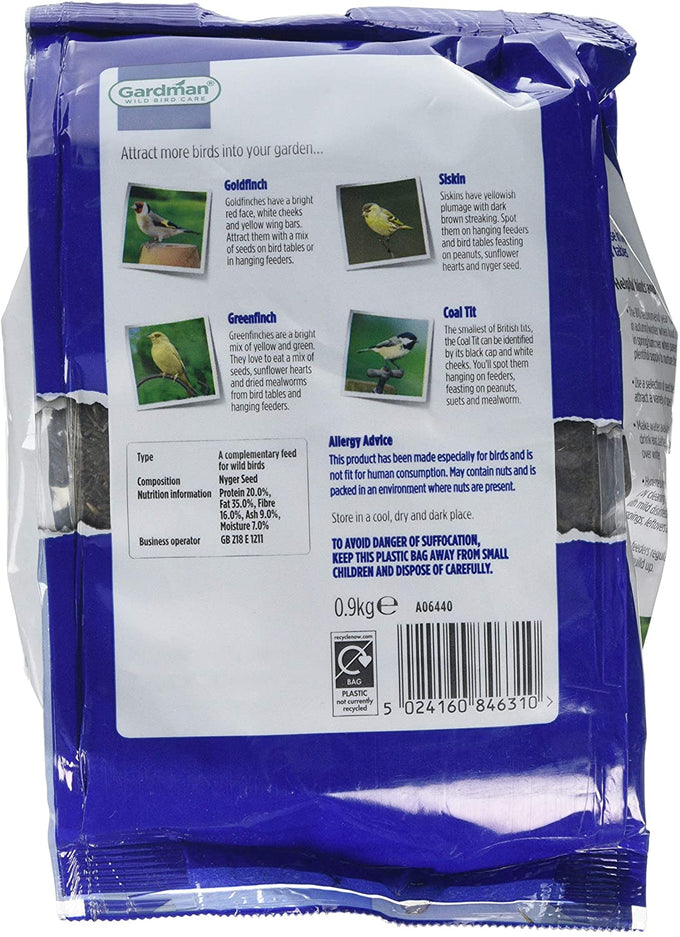 Gardman Nyger Seeds 850g pack for wild birds, high-quality bird feed available at Keans Claremorris.