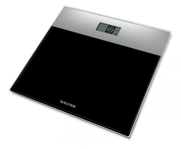 Salter 9206 electronic weighing scale with toughened glass, easy-read display, carpet feet, silver/black – Keans Claremorris
