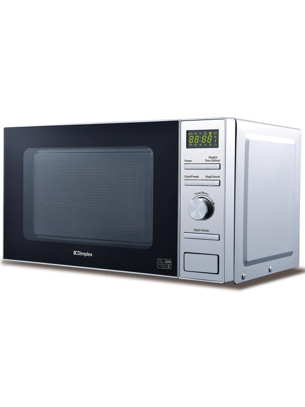 Dimplex 20L Silver Microwave 800W with stainless steel interior, 5 power levels – available at Keans Claremorris.