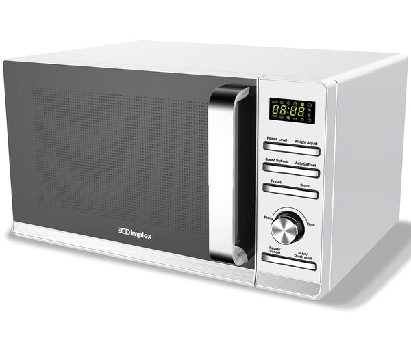 Dimplex 23L White Freestanding Microwave 900W with 5 power levels, defrost, auto cook – available at Keans Claremorris.