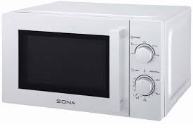 SONA 20L White Microwave 700W power, compact design, ideal for home or office – available at Keans Claremorris.