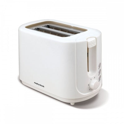 Morphy Richards 980569 white 2 slice toaster with variable browning, reheat, defrost, crumb tray - Keans Claremorris