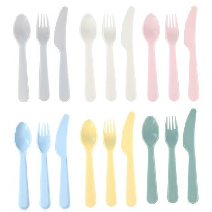 Alpina 9-piece reusable plastic cutlery set with knives, forks, spoons – lightweight, durable, eco-friendly by Keans