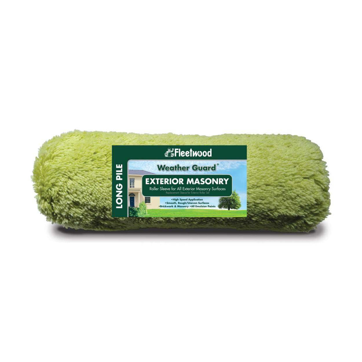 Fleetwood 9" Exterior Masonry Roller Sleeve with acrylic long pile for rough surfaces, ideal for brick and masonry painting