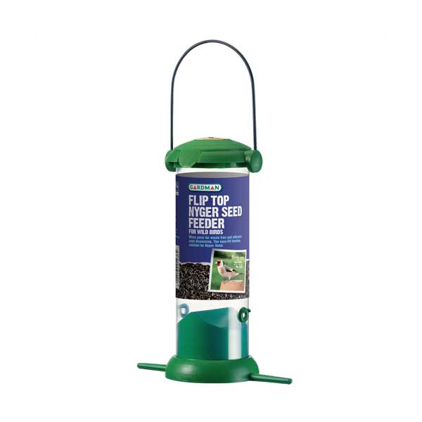 Flip Top Nyger Seed Feeder for small birds, durable design – available at Keans Claremorris