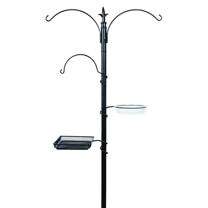 Gardman Feeding Station with 3 hooks, bird bath, feeding tray, 226cm tall, heavy duty design - Keans Claremorris