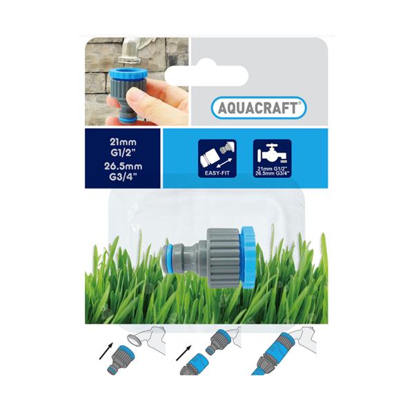 Aquacraft 1/2" to 3/4" Threaded Tap Connector for garden hoses - Keans Claremorris