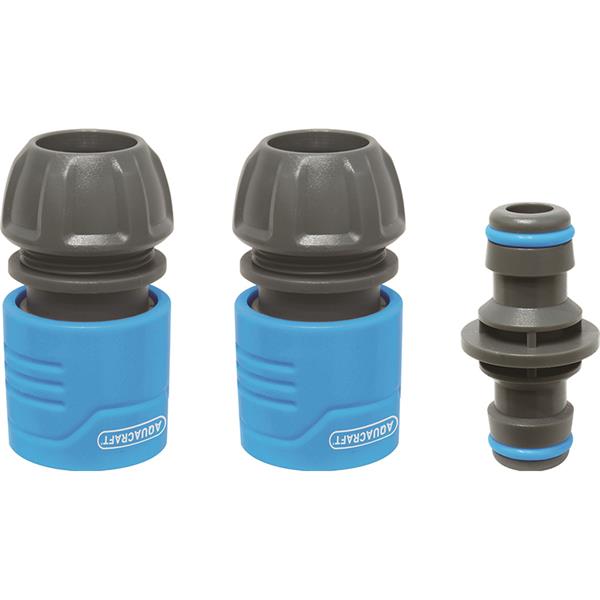 Aquacraft 1/2" Hose Connector Set with 2 snap-on connectors and 1 two-way coupling for 13mm hose - Keans Claremorris