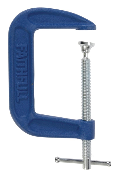 Faithfull Medium-Duty 100mm G-Clamp, malleable SG iron, powder-coated, precise spindle, durable clamping – Kean’s