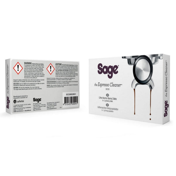 Sage Espresso Cleaning Tablets 8-pack removes coffee oils and residue, compatible with all Sage machines, from Kean’s