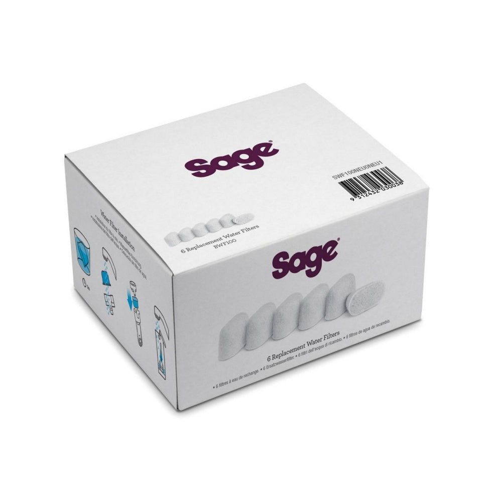 Sage Charcoal Water Filters 6-pack for select espresso machines, reduces impurities, protects machine, from Kean’s
