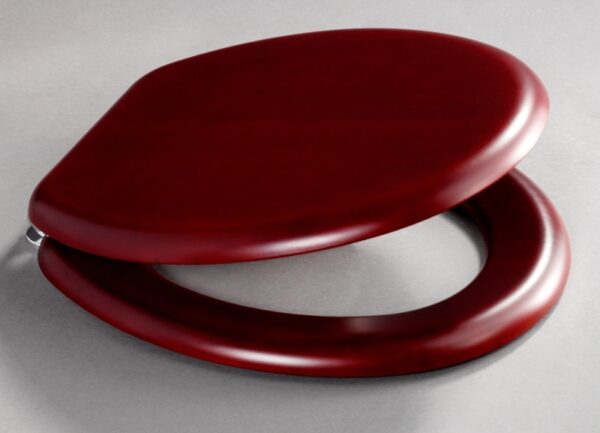 Bemis 9300CP Mahogany Veneer Toilet Seat with chrome hinges, water-resistant, SmartWood certified – Keans Claremorris