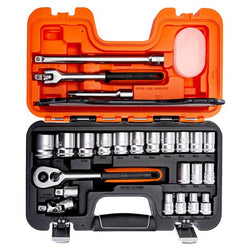 Bahco 1/2" Drive 24pc Metric Socket Set with ratchet, extensions, breaker bar in durable case – Keans Claremorris.