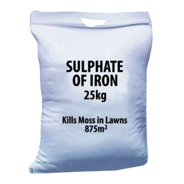 Sulphate of Iron 25kg bag for killing moss and healthy lawns, treats 650m², available at Keans Claremorris.