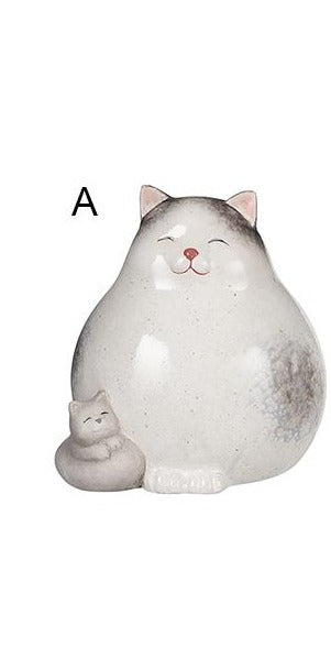 Grey cat sculpture 13.5cm playful kitten figurine for shelf or side table – Keans Claremorris