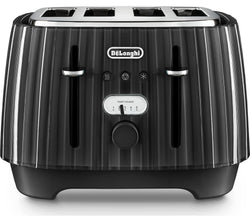 DELONGHI Ballerina 4-slice toaster in black with 7 browning levels, defrost, reheat, bagel function – Keans Claremorris