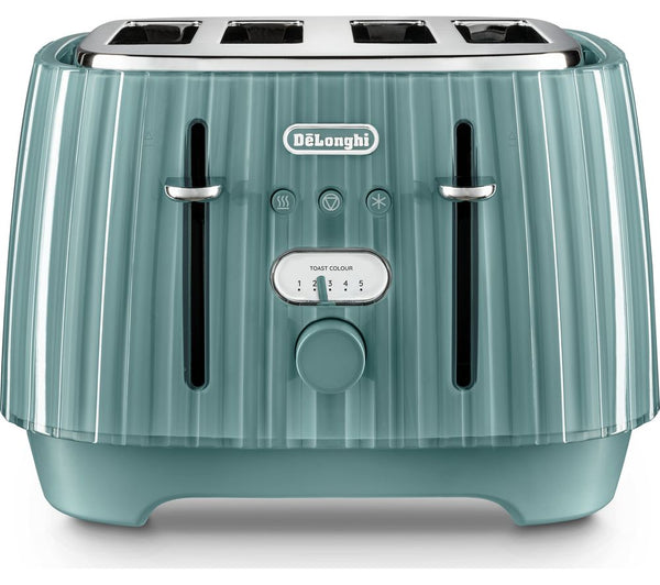 DELONGHI Ballerina 4-slice green toaster with 7 browning levels, defrost, reheat, bagel function – Keans Claremorris