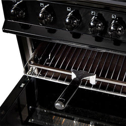 Nordmende 50cm LPG Twin Cavity Gas Cooker in Black – Compact and efficient cooking, available at Keans Claremorris.