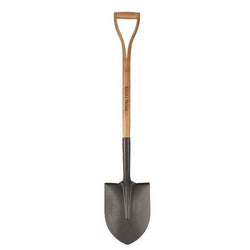 Kent & Stowe Round Nosed Shovel with forged carbon steel head and FSC ash wood handle, durable for tough soil – Keans