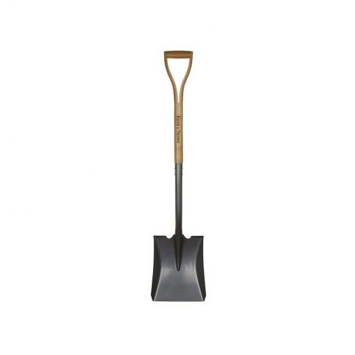 Kent & Stowe Square Mouth Shovel with forged carbon steel head and FSC ash wood handle, durable garden tool – Keans