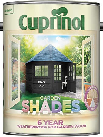 Cuprinol Garden Black Ash 5L wood stain, weatherproof, matt finish, water-based, ideal for fences and garden furniture –