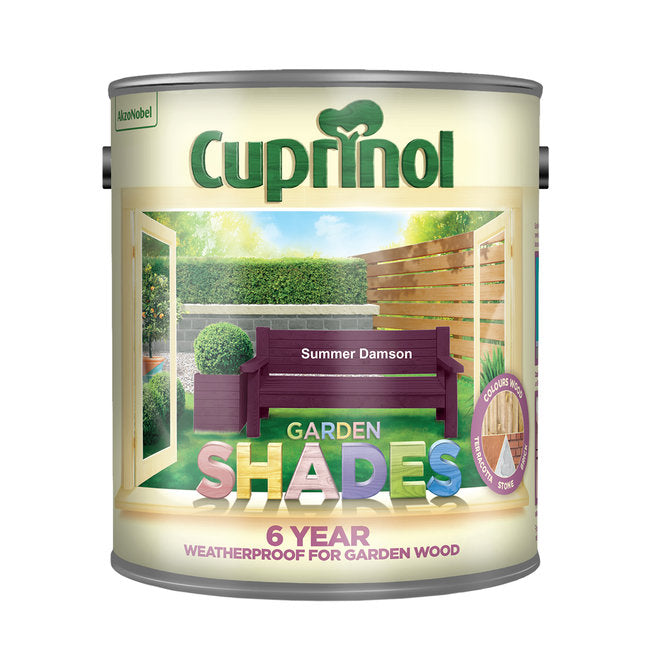 Cuprinol Garden Shades Summer Damson 2.5L wood stain, rich matt finish, protects garden sheds and fences – Keans Claremorris