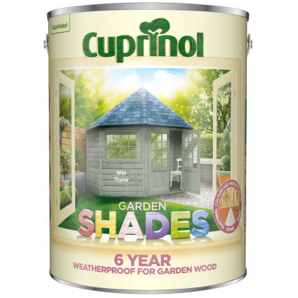 Cuprinol Garden Wild Thyme 5L wood stain, 6-year protection, water-based, for sheds, fences, brick – Keans Claremorris