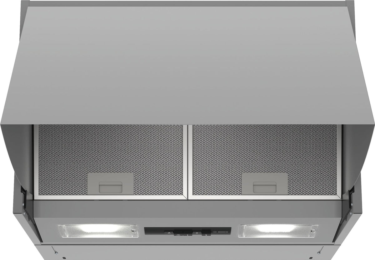 Bosch Serie 2 DEM66AC00B 60cm integrated silver extractor hood with 3-speed fan, LED lights, washable filters – Keans