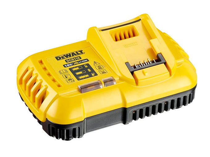 DEWALT FlexVolt XR Fast Charger 18/54V Li-ion, wall-mountable, LED indicator, fan-cooled, available at Keans Claremorris
