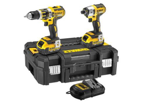 Dewalt 18V Brushless Combi Drill & Impact Driver Twin Pack with batteries, charger, and TSTAK kitbox – Keans Claremorris