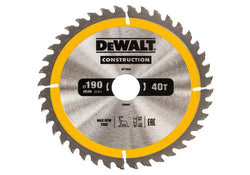 DeWALT 190mm 40T circular saw blade with carbide teeth, nail-resistant, fast cuts for timber, available at Kean’s