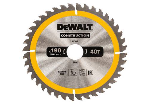 DeWALT 190mm 40T circular saw blade with carbide teeth, nail-resistant, fast cuts for timber, available at Kean’s