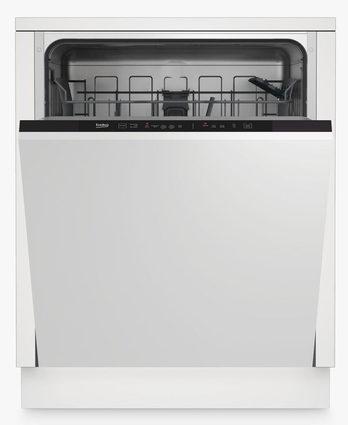 Beko DIN15320 integrated dishwasher, 13 place settings, quick wash, flexible loading, energy efficient, available at Kean’s