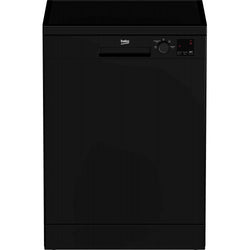 Beko DVN04320B black freestanding dishwasher, 13 place settings, energy efficient, quick wash, available at Kean’s