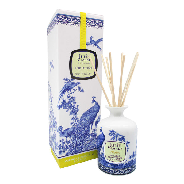 JC Peacock 150ml Malabar Lemongrass & Ginger Diffuser in porcelain vessel, handcrafted, vegan, luxury gift | Keans
