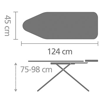 Brabantia Ironing Board 124x45cm Morning Breeze pattern, sturdy design – available at Keans Claremorris