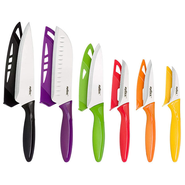 Zyliss E920144 Peeling Knife, Smooth Paring Knife, Utility Knife, Santoku Knife, Chef’s Knife 6 Piece Set
