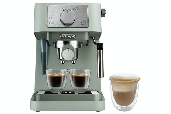DeLonghi Stilosa Manual Espresso Machine in green with 15 bar pump, stainless steel boiler, adjustable cappuccino system –
