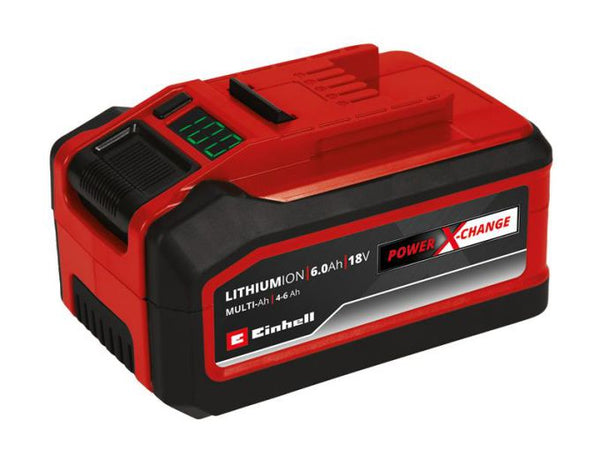 EINHELL 18V 4-6Ah Multi-Ah Li-ion Battery with digital display, high power, ABS safety, compatible with Power X-Change –